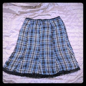 The limited silk skirt lace teal blue stripe 10
